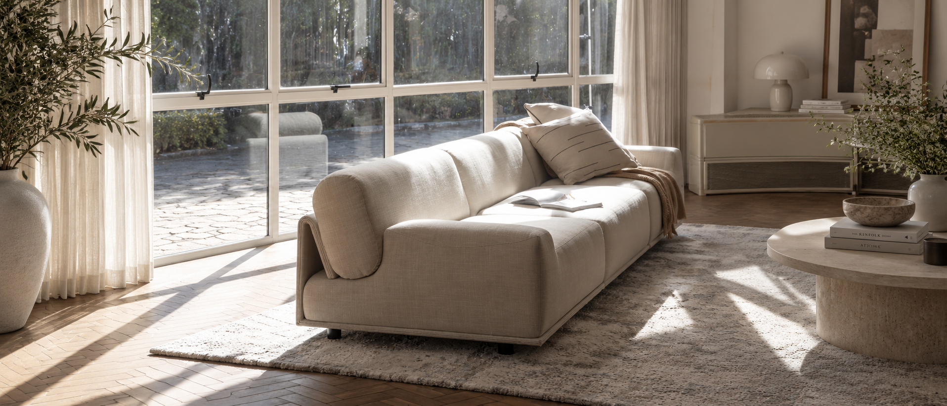 Soft textiles styled in a calm everyday interior