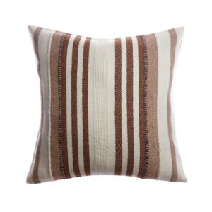 Brown Llama Wool Striped Pillow