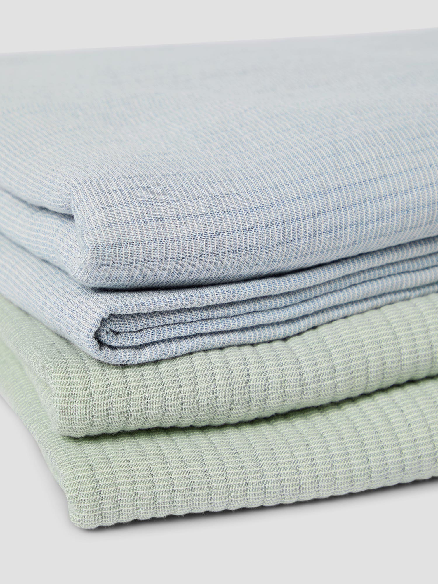 Dusk Blue Textured Cotton Throw Blanket - Fringed Edge - Image 2