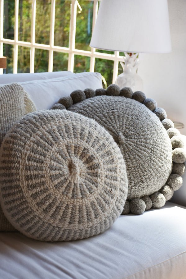 Round Pom Pom Wool Throw Pillow - Image 5