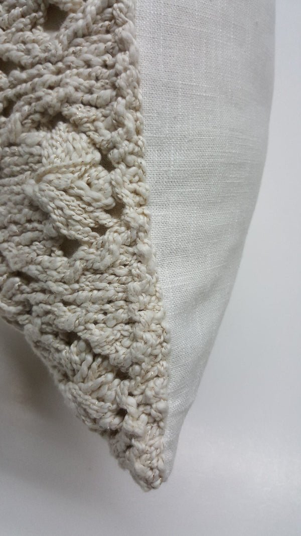 Crochet Cotton Palm Pattern Pillow - Image 3