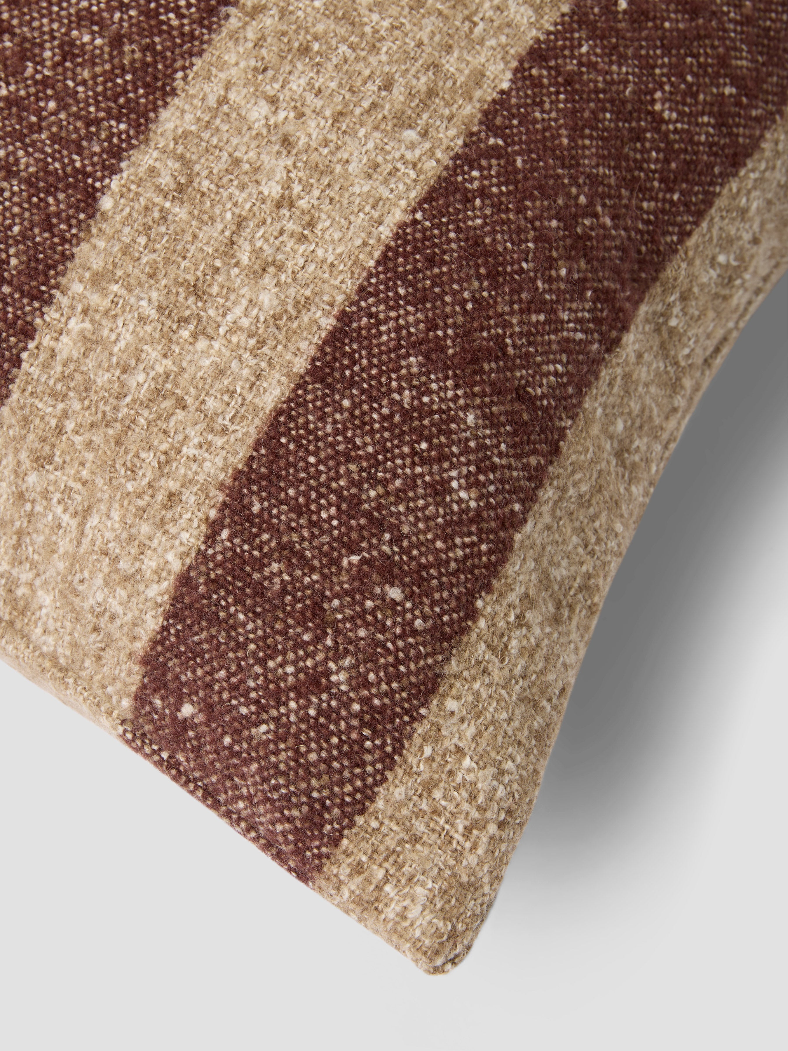 Mocha & Oatmeal Wide Stripe Square Cushion Cover - 20 x 20 in - Image 2