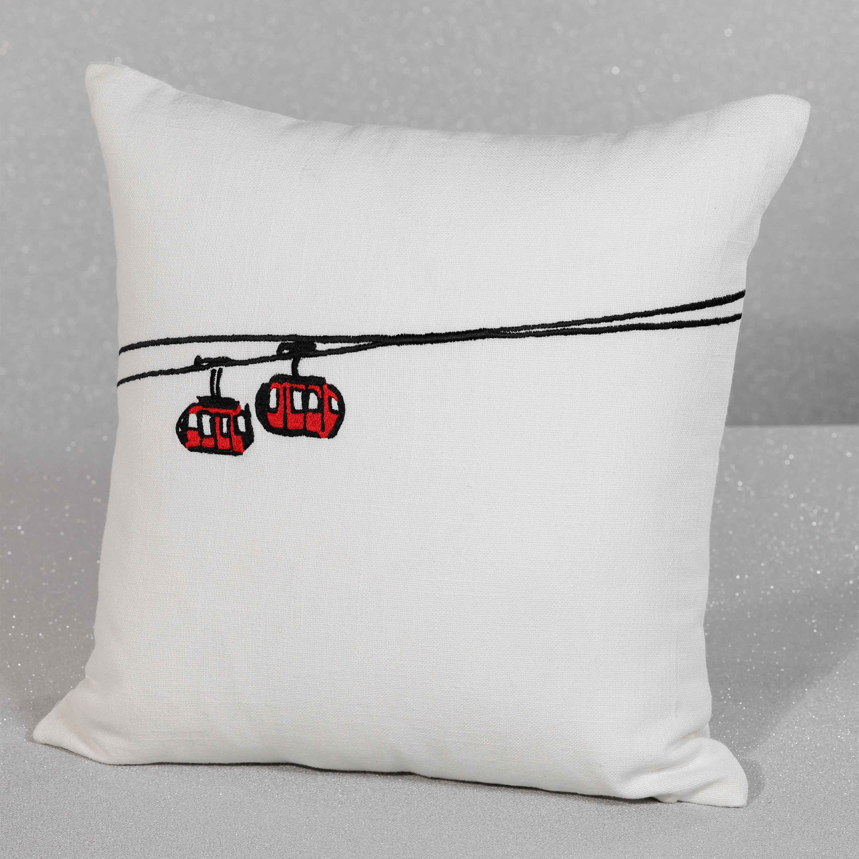 Gondola Cotton Embroidered Throw Pillow